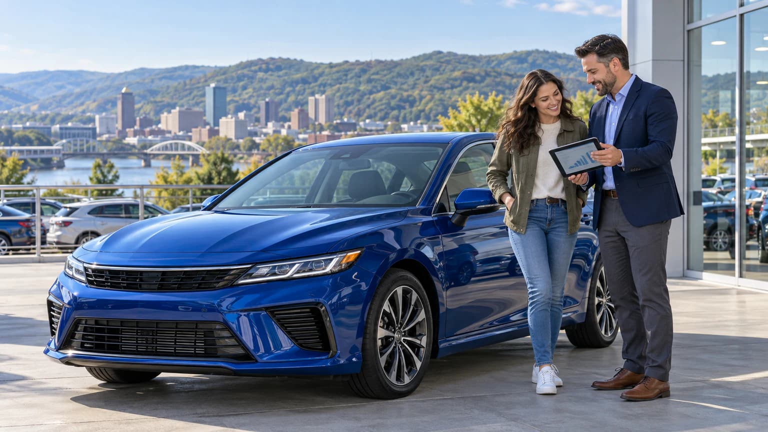 Pennsylvania car buyer reviewing an out-the-door price at a dealership
