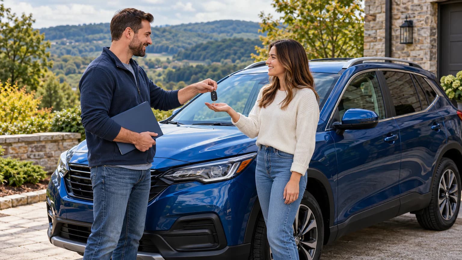 Pennsylvania private vehicle buyer receiving keys from a seller